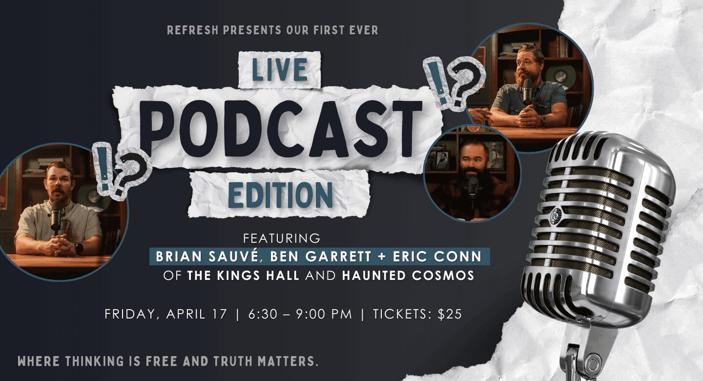 Live podcast event promotional poster.